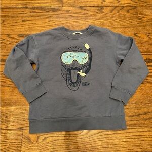 Mango Kids Blue Shark Graphic Sweatshirt | Holographic Snorkel | Size 7–8